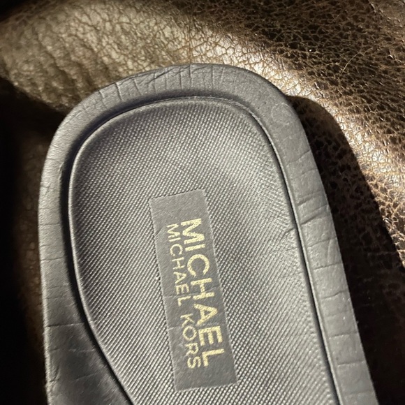Michael Kors Black Metallic MK Logo Slide Sandals - Women’s Size 7.5 - Picture 2 of 6